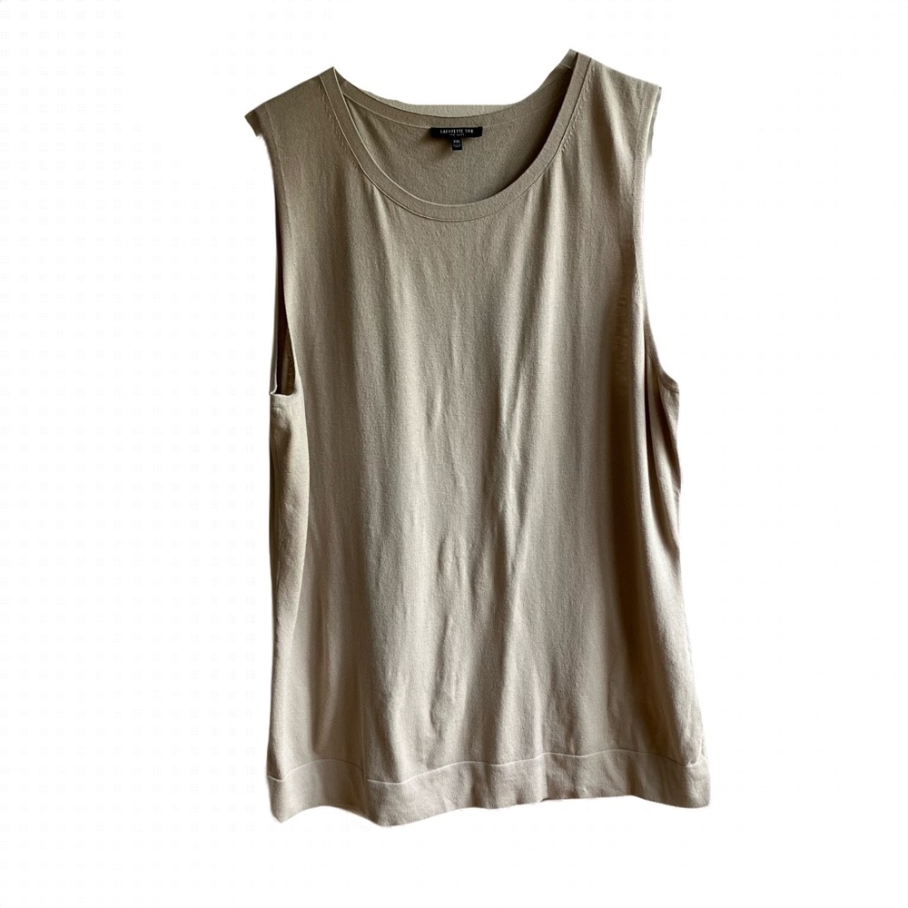 Lafayette 148 New York Beige Sleeveless Knit Top Size XXL Sweater Vest Shell